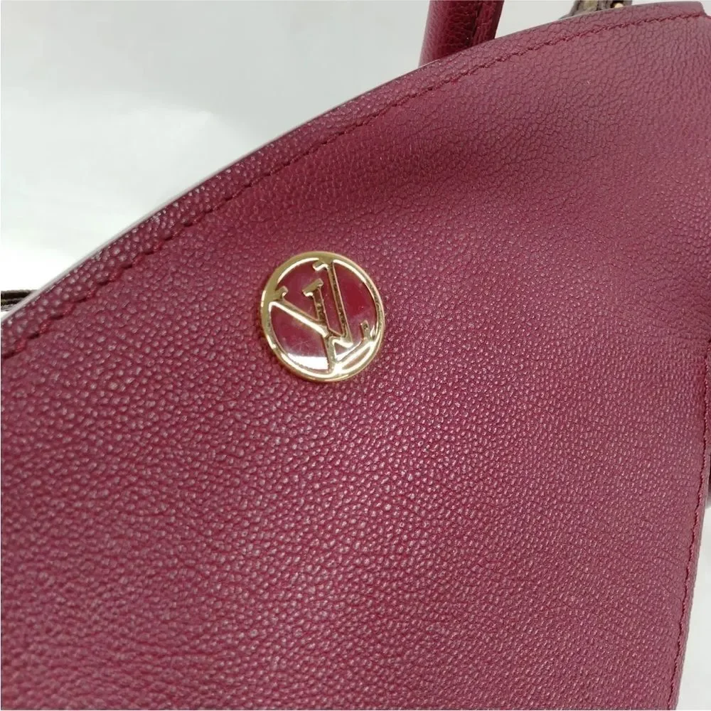 Auth Louis Vuitton Brown Maroon LV Florine Monogram 2way Satchel